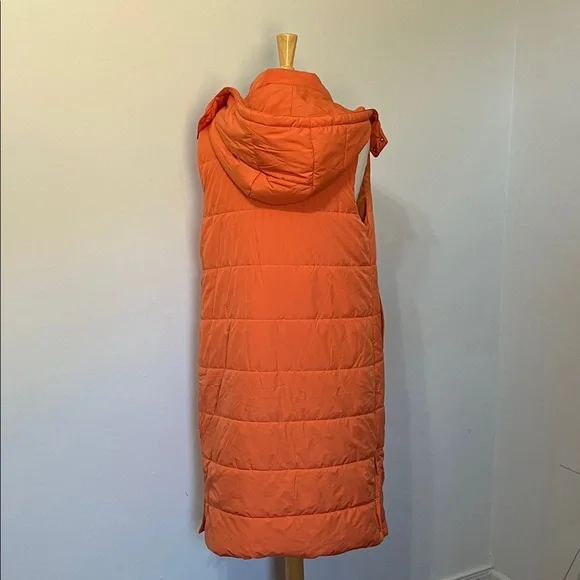Women's Orange Hooded Puffer Vest Super Warm Cozy and Trendy Sz Small - Picture 4 of 10